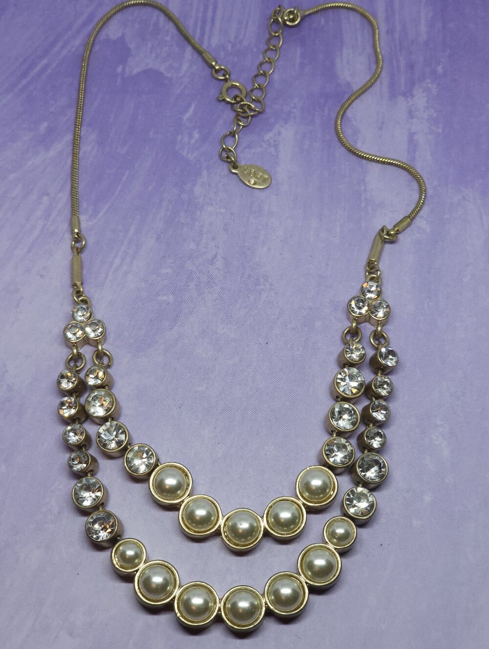 Ann Taylor LOFT Pearl and Gemstone Two-Layer Necklace